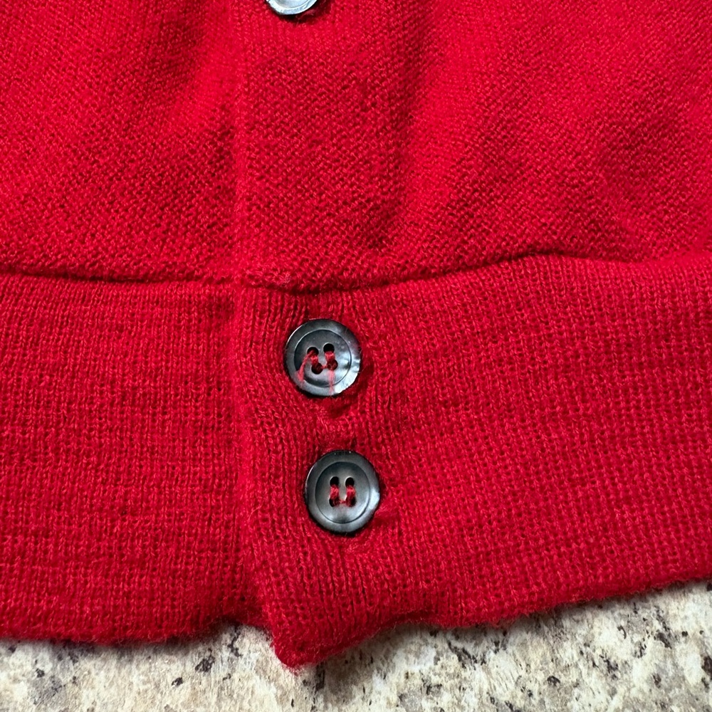 Vintage Izod Lacoste Men's Vibrant Red Cardigan Size Large Excellent - Picture 8 of 14